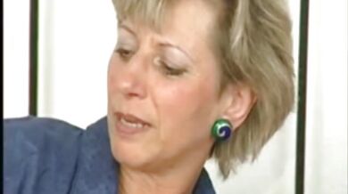 Blonde mature babe takes a hairy dong up her hole