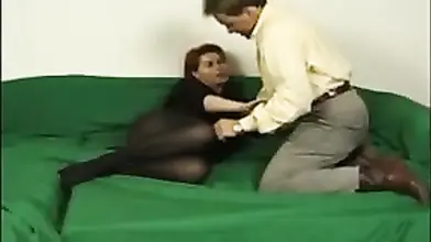 Blonde mature babe takes a hairy dong up her hole