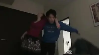 Hairy Japanese milf sits on perverts face and bangs him