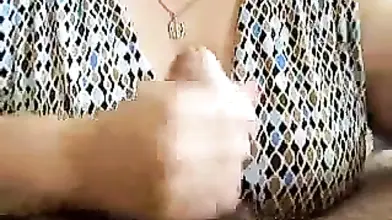 Chubby milf in clothes milks hairy boner like a pro