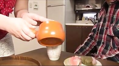 Amateur Japanese milf orders her step-son to fuck her rough