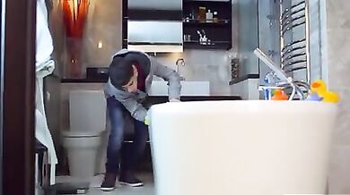 Blonde woman finds a way to fuck two curious boys