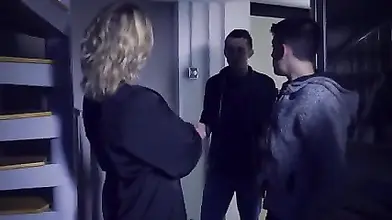 Blonde woman finds a way to fuck two curious boys