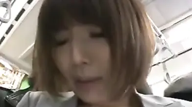 Exquisite Jap milf gets dildoed and groped in a bus