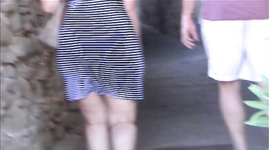 Amazing mature stoles her ass in that sexy blue dress