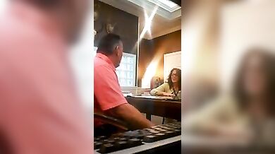 Mature sucks her neighbor's dick while her husband is out