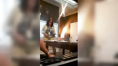 Mature sucks her neighbor's dick while her husband is out