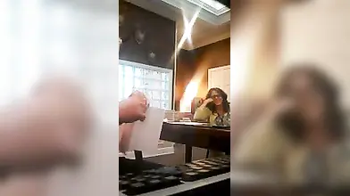 Mature sucks her neighbor's dick while her husband is out