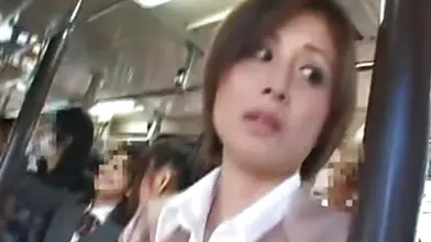 Sexy Jap milf gets sexually violated in public transportation bus