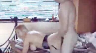 Big ass blonde mature woman jumps on hard fuck stick