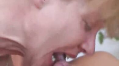 Mature granny with saggy tits sucks and rides a dong