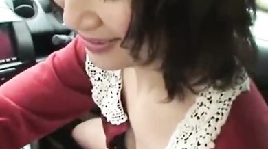Japanese milf and pervert go freaky in car and bed