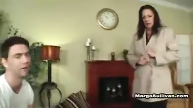 Naughty mature gal Margo Sullivan bends over for doggy styling