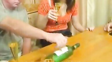 Busty mature swinger and a teen exchange their horny husbands