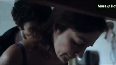 Mature brunette housewife makes out with the horny young dude