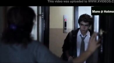 Mature brunette housewife makes out with the horny young dude