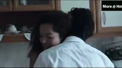 Mature brunette housewife makes out with the horny young dude