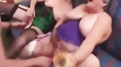 Drunk and busty mature sluts are eager for a foursome
