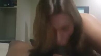 Amateur Latina Milf gags on the black dick in POV