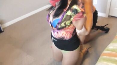 Lesbian Milfs enjoy a quiet afternoon with some bondage added