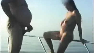 Mature brunette amateur with amazing hangers fucked on the yacht