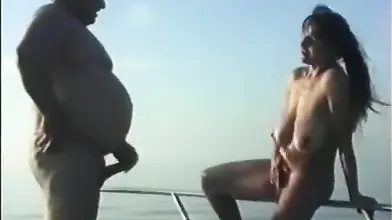 Mature brunette amateur with amazing hangers fucked on the yacht