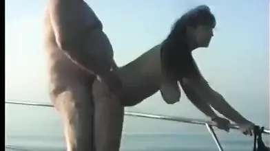 Mature brunette amateur with amazing hangers fucked on the yacht