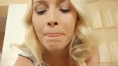 Blonde Milf reveals tits and pussy during the board game