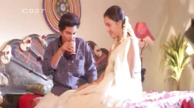 Mature Indian couple passionately makes out on the wedding night