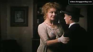 Vintage scene of the gorgeous mom seducing a young dude