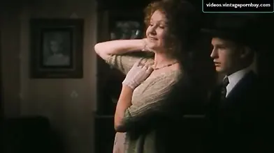 Vintage scene of the gorgeous mom seducing a young dude