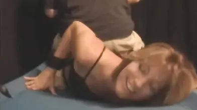 Cute amateur Milf is restrained and tickled while wearing clothes