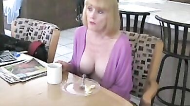 Captivating blonde mature gets if doggy style in her kitchen