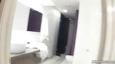 Voluptuous mature slut flashes outdoors before the rough bedroom fucking