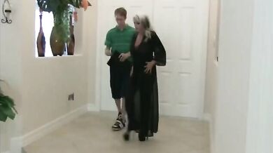 Perfect cougar bimbo teaches her stepson all about rough fucking