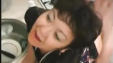 Mature maid with saggy tits is eager for college cock