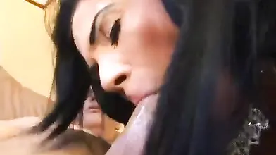 Busty cougar in sexy lingerie takes a thick meat bazooka