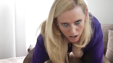 Attractive blonde milf sucks and rides a dick in POV