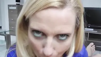 Attractive blonde milf sucks and rides a dick in POV