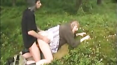 Mature granny eats a dick and gets smashed hard outdoors