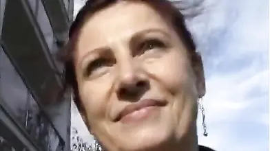 Mature euro babe sucks a cock in POV for cash