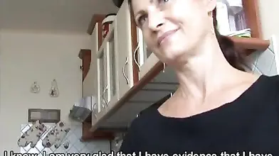 Mature euro babe sucks a cock in POV for cash