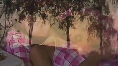 Old mature gal and her lover get it on outdoors