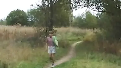 Old mature gal and her lover get it on outdoors