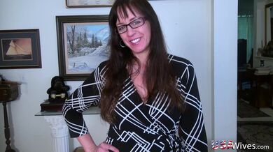 Tasty mature gal masturbates and sucks a rod in POV