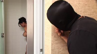 Kinky burglar comes in time to quench brunette cougar's lust