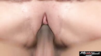 Curvaceous Milf rides a young BBC in lingerie and stockings