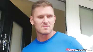 Milf and a teen strip for a big hard cock