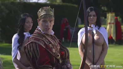 Gorgeous and big breasted mature ladies enjoy a medieval threesome