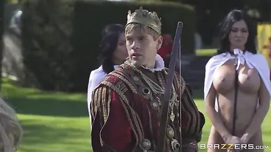 Gorgeous and big breasted mature ladies enjoy a medieval threesome